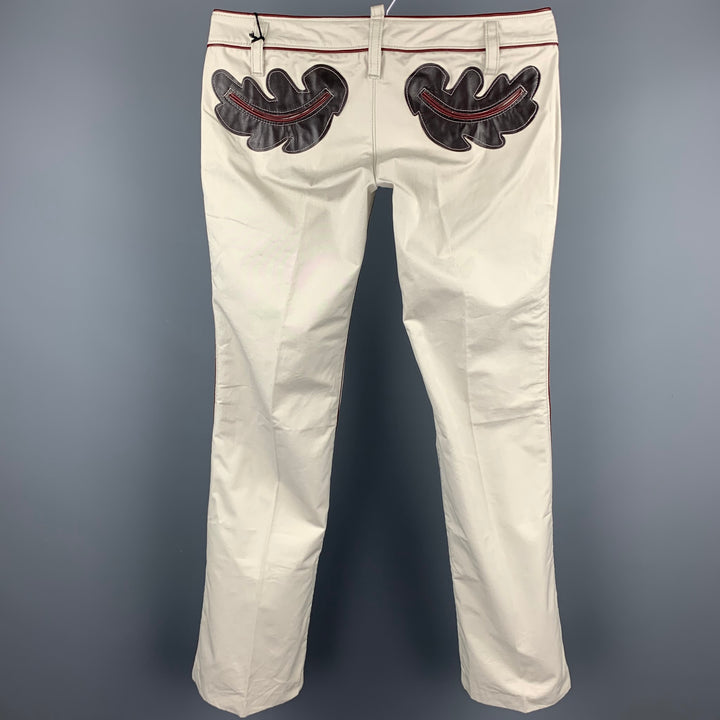 DSQUARED2 Pantalon décontracté taille basse en coton à embellissement ivoire taille 30