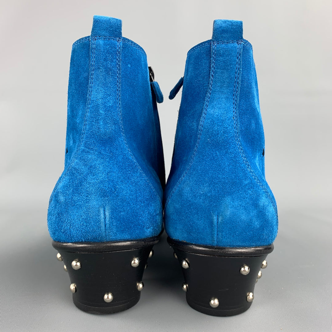 CoSTUME NATIONAL Size 10 Royal Blue Studded Side Zipper Boots