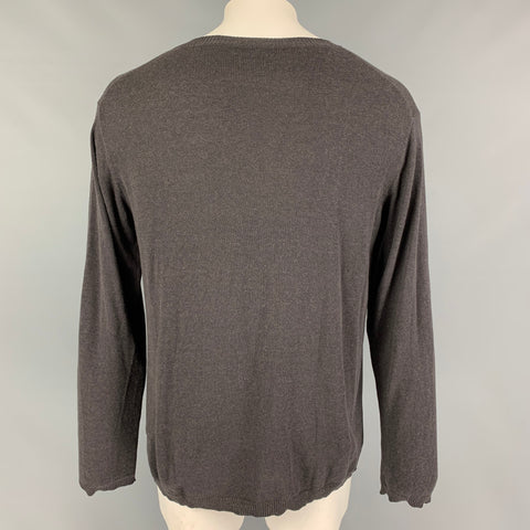 YOHJI YAMAMOTO Size L Charcoal Knitted Cotton Cashmere Henley Pullover