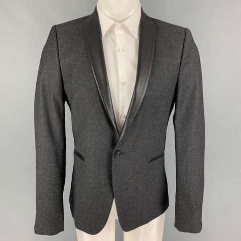 THE KOOPLES Taille 38 Manteau de sport à revers en laine noir anthracite