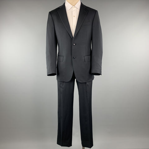 ERMENEGILDO ZEGNA Taille 38 Marine Solide Court Laine Revers Cranté 32 x 30 Costume