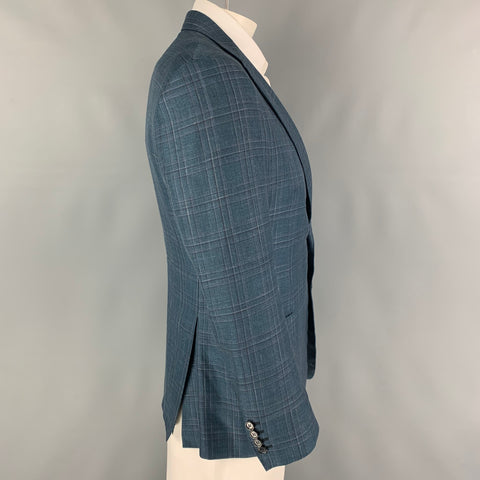 BRIONI Size 40 Green Purple Plaid Wool Blend Single Breasted Sport Coat
