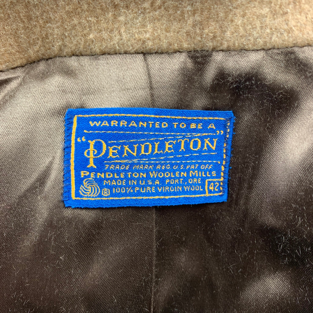 PENDLETON Size L Camel Virgin Wool Notch Lapel Coat