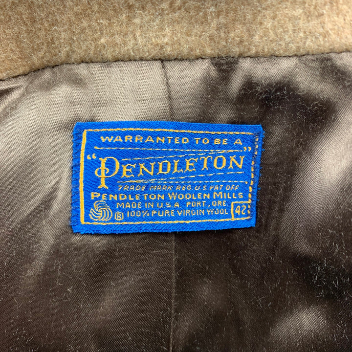 PENDLETON Size L Camel Virgin Wool Notch Lapel Coat
