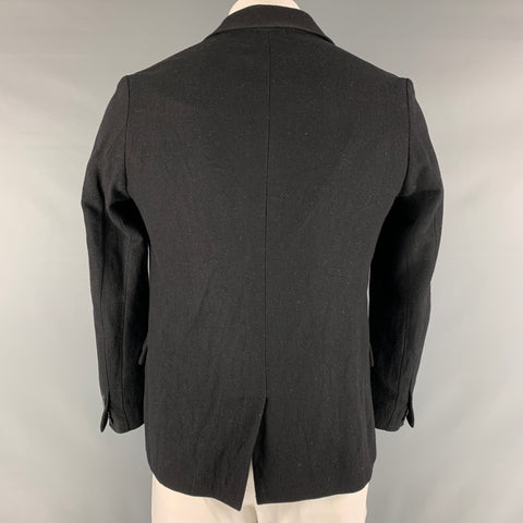 SUPERFINE Taille L Manteau de sport à bouton unique en mélange de polyester noir chatoyant