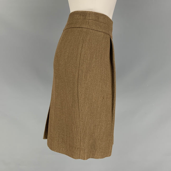 ETRO Size 2 Olive Wool Blend Pleated Skirt