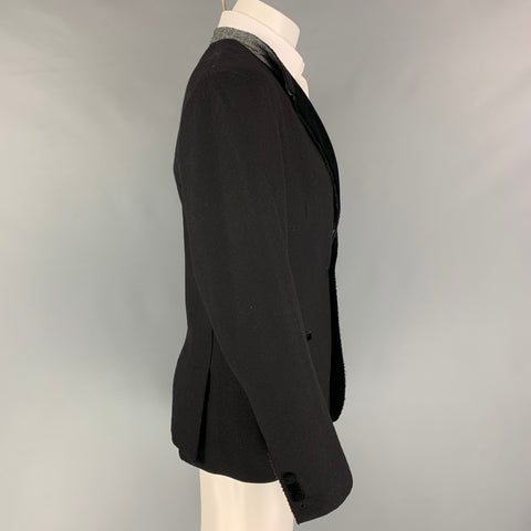 DOLCE &amp; GABBANA Talla 38 Abrigo deportivo con solapa de muesca en mezcla de lana negra