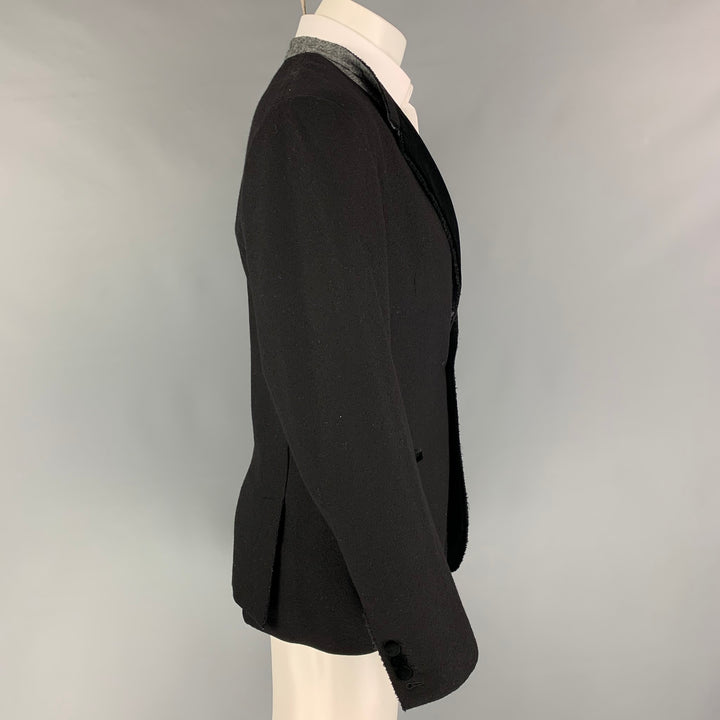 DOLCE & GABBANA Size 38 Black Wool Blend Notch Lapel Sport Coat