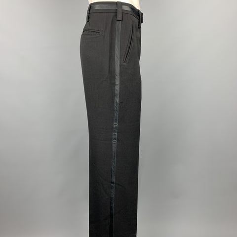 PAUL SMITH Size 36 Black Wool Tuxedo Dress Pants