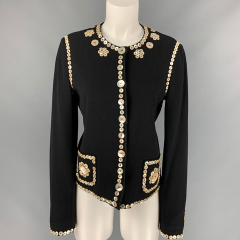 Vintage CHEAP y CHIC de MOSCHINO Talla 10 Chaqueta aplique de lana negra