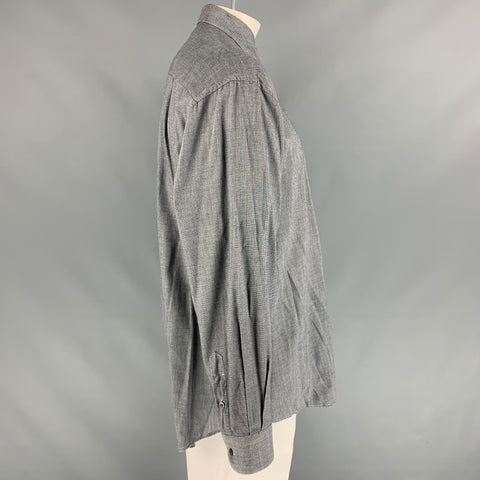 ERMENEGILDO ZEGNA Soft Size L Grey Button Down Long Sleeve Shirt
