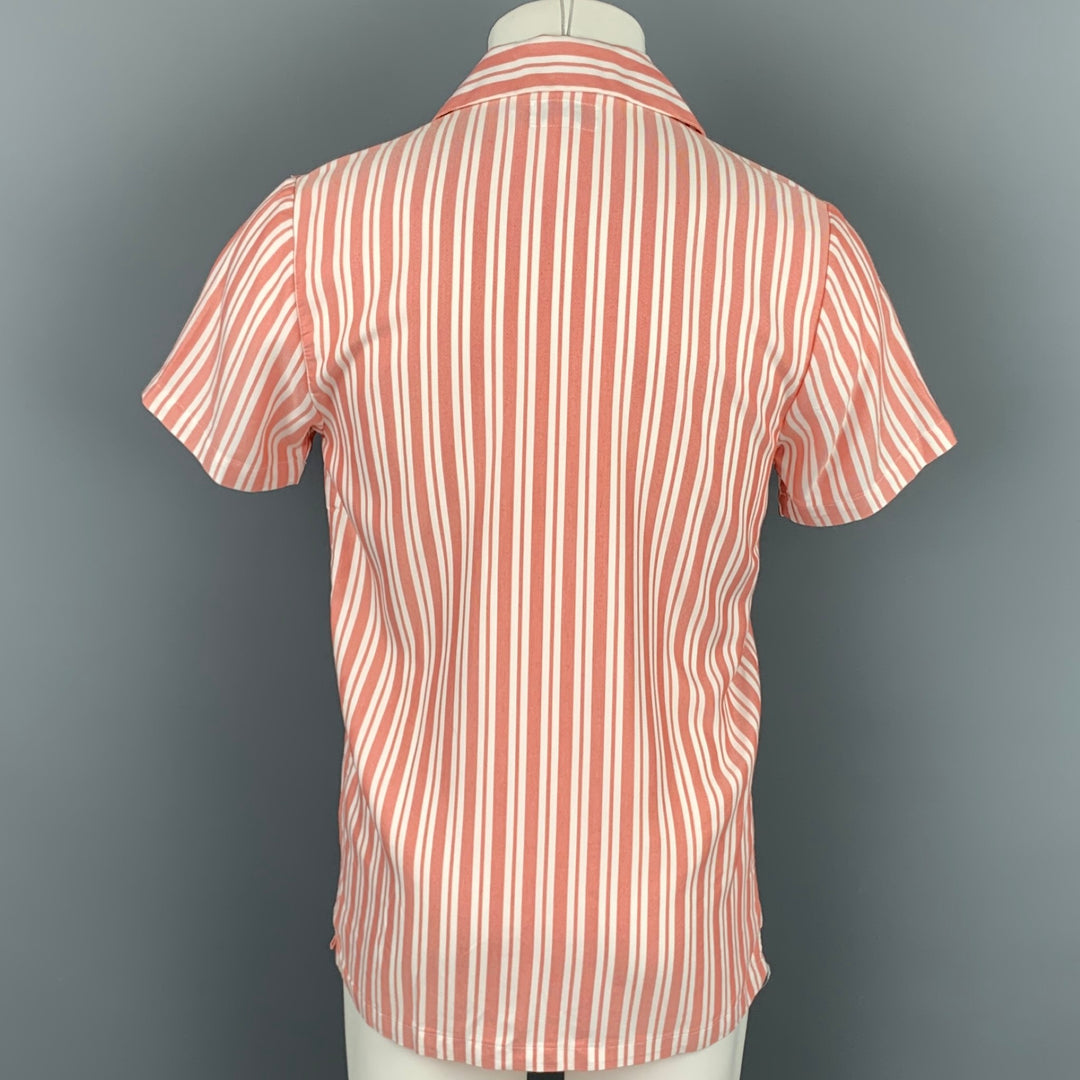 ONIA Size S Red & White Stripe Viscose / Polyester Short Sleeve Shirt