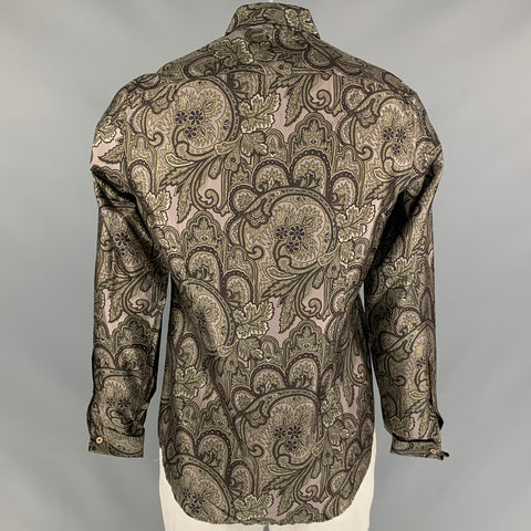 BURBERRY PRORSUM by Christopher Bailey Fall 2008 Size L Multi-Color Paisley Silk Tuxedo Long Sleeve Shirt