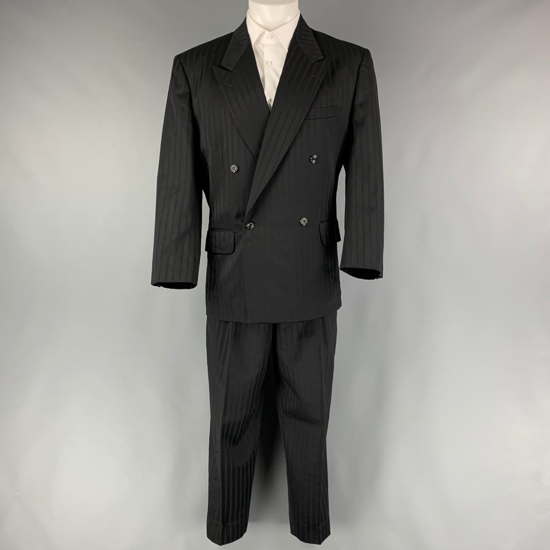 MATSUDA  Size S Black Stripe Wool Double Breasted 30 29 Suit