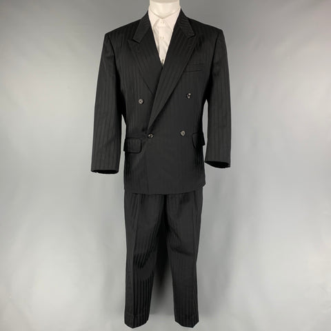 MATSUDA Talla S Traje Cruzado Lana Rayas Negro 30 29