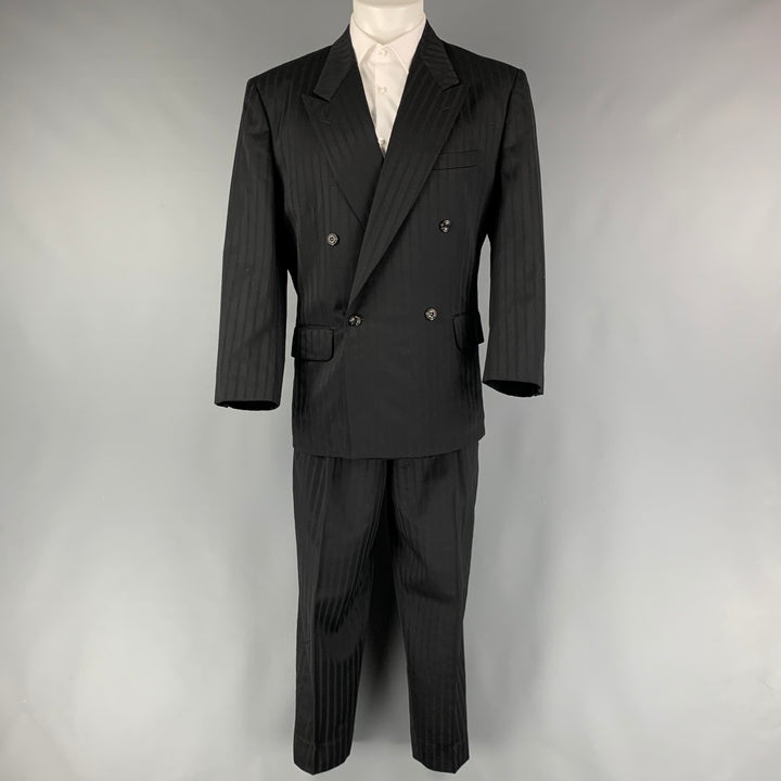 MATSUDA  Size S Black Stripe Wool Double Breasted 30 29 Suit