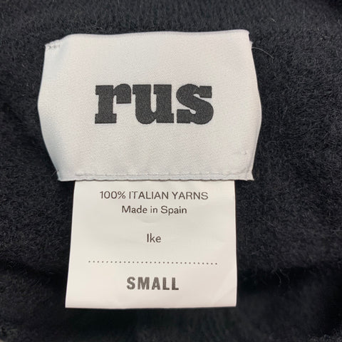 RUS Size S Black Merino Wool Button Down Poncho Pullover