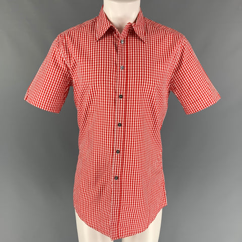 PAUL SMITH Size M Red White Checkered Cotton Button Down Short Sleeve Shirt