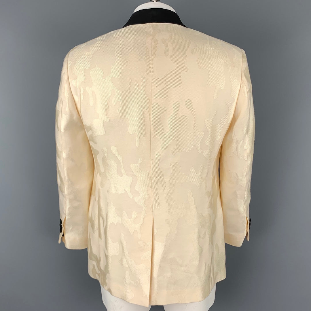 BALLY Size 46 Beige Jacquard Viscose Blend Shawl Collar Sport Coat