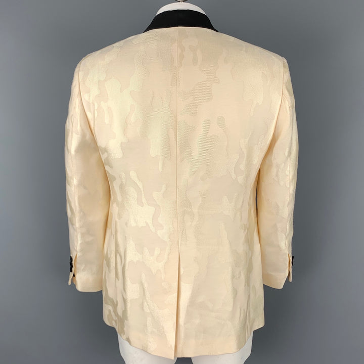 BALLY Size 46 Beige Jacquard Viscose Blend Shawl Collar Sport Coat