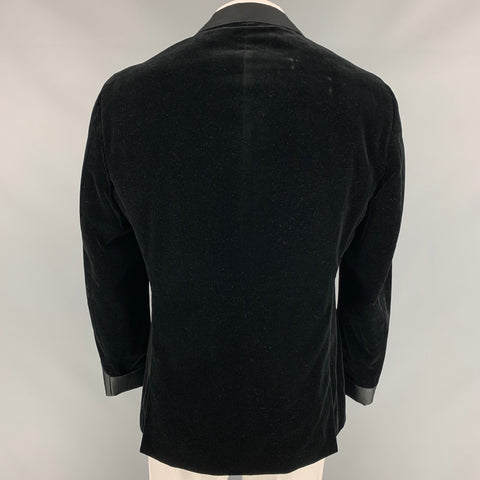 RALPH LAUREN Collection Size 44 Regular Black Velvet Cotton Peak Lapel Tuxedo Sport Coat