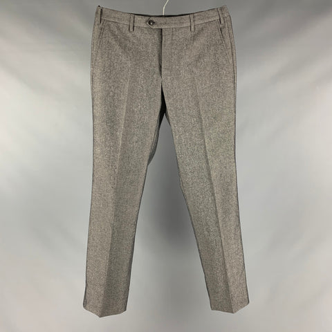 GIORGIO ARMANI Taille 34 Pantalon habillé en laine mélangée gris chiné avec braguette zippée