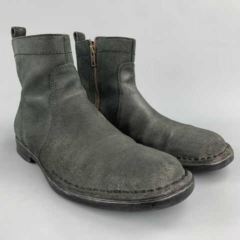 DKNY Size 8 Black Nubuck Zip Up Boots