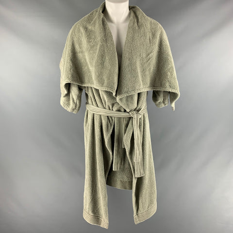 ALESSI Peignoir et serviette nouée en coton texturé vert taille S