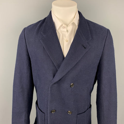 PAUL SMITH JEANS Abrigo deportivo con solapa de muesca en mezcla de algodón texturizado azul marino Talla M
