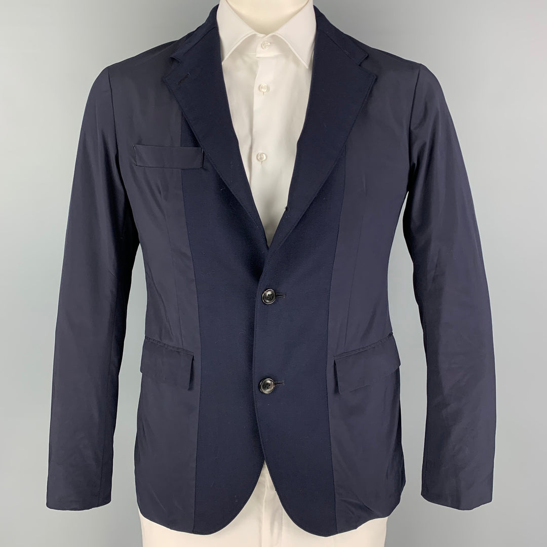 NVY par NICK WOOSTER Taille L Navy Mixed Patterns Single Breasted Sport Coat