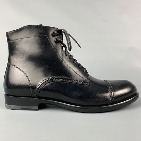 HARRYS OF LONDON Guy Taille 7 Bottines à Bout Cap en Cuir Verni Noir