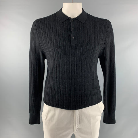MR. TURK Size L Black Merino Wool Pullover