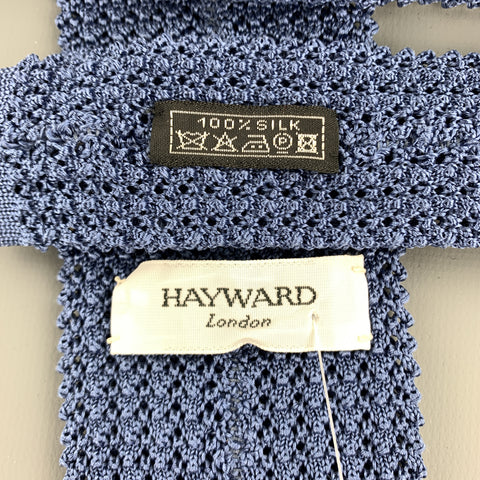 HAYWARD LONDON Steel Blue Silk Textured Knit Tie