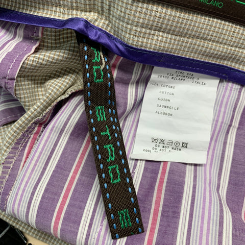 ETRO Size 32 Khaki Window Pane Cotton Shorts