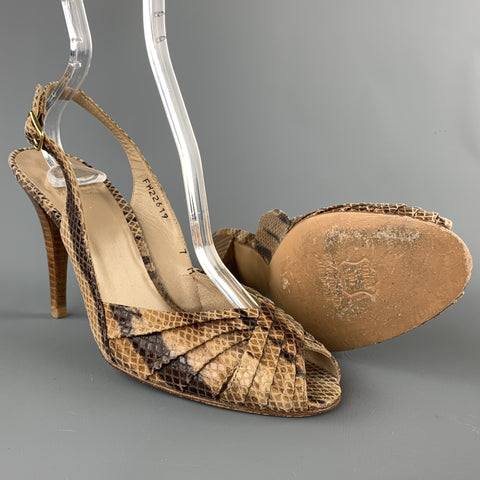 STUART WEITZMAN Size 7 Beige Snake Skin Print Slingback Sandals