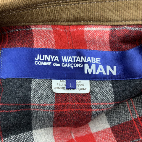 JUNYA WATANABE Taille L Veste à revers cranté en laine et daim marron mélangés