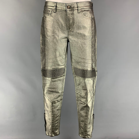 RALPH LAUREN COLLECTION Size 27 Anthracite Cotton Motorcycle Jeans