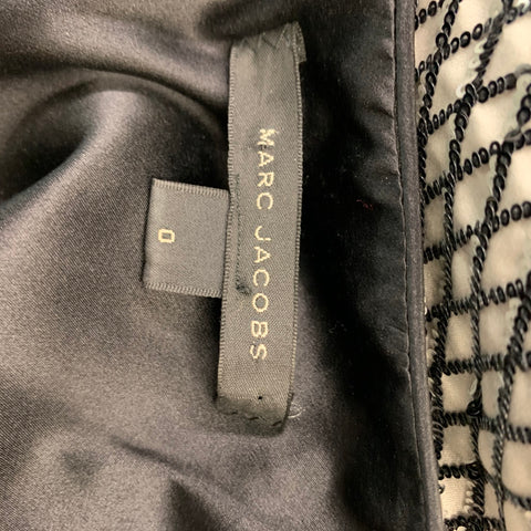 MARC JACOBS Size 0 Silver Grey Silk Sequined Shift Dress