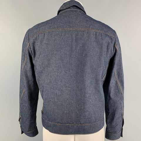 WALTER VAN BEIRENDONCK FW 16 Woest Collection Size XS Indigo Multi-Color Embroidered Cotton Reversible Frame Jacket