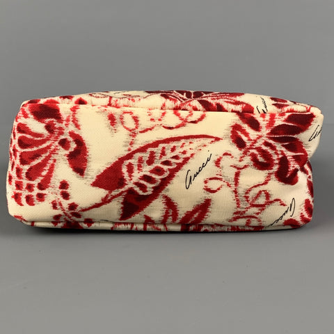 GUCCI by TOM FORD SS 2000 Red Beige Abstract Floral Canvas Toiletry Pouch Bag