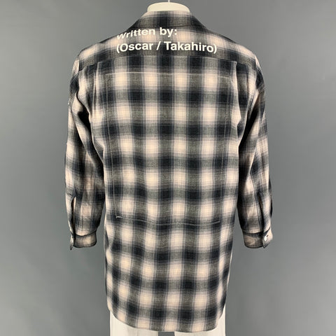 TAKAHIROMOIYASHITA Size One Size Grey Cream Plaid Oversized Long Sleeve Shirt