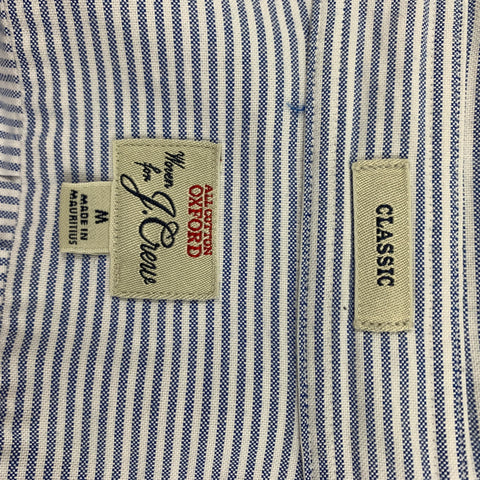 J.CREW Size M Blue White Stripe Cotton Oxford Long Sleeve Shirt