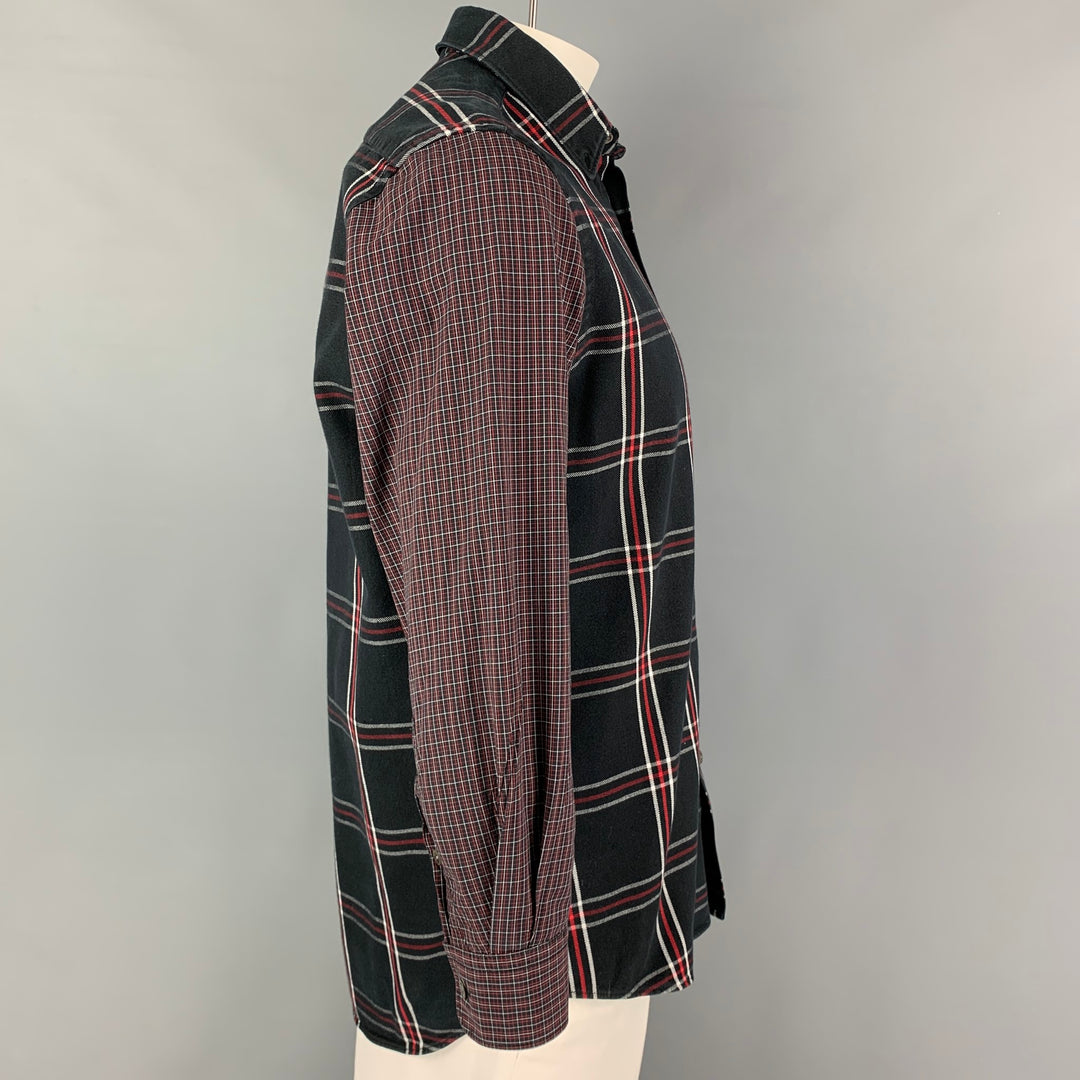 ALEXANDER MCQUEEN Size M Black Red Plaid Cotton Button Up Long Sleeve Shirt