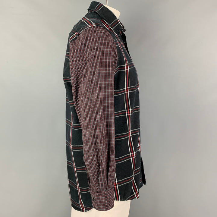ALEXANDER MCQUEEN Size M Black Red Plaid Cotton Button Up Long Sleeve Shirt