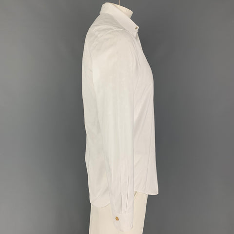 PAUL SMITH Size L White Jacquard Cotton Button Up Long Sleeve Shirt