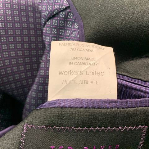 TED BAKER Size 38 Navy Solid Wool Mohair Shawl Collar 31 32 Tuxedo