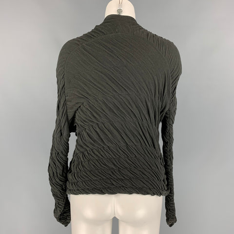 SARA LANZI Size XS Olive Cotton Ruched Cardigan