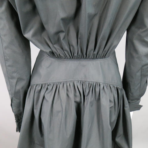 ALAIA Talla US 10 Vestido camisero con cuello y falda en la espalda de algodón negro