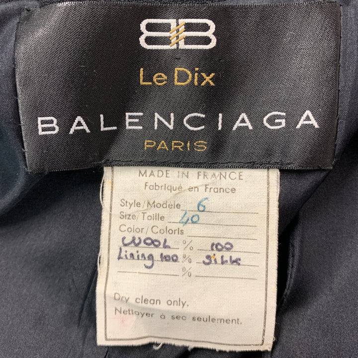 BALENCIAGA Size 8 Black Wool Single Breasted Coat