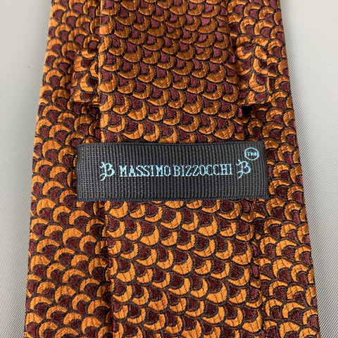 MASSIMO BIZZOCCHI Brown Copper Half Moon Silk Tie